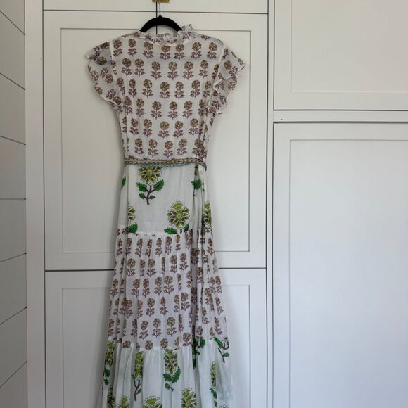 Ruffle Collar Button Up Dress - puglia lime - Picture 5 of 6